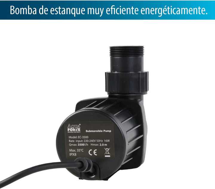 AquaForte EC 3.500 Filter/Teichpumpe, 16 Watt, max. Fördermenge 3.500 Liter pro Stunde, max. Förderh