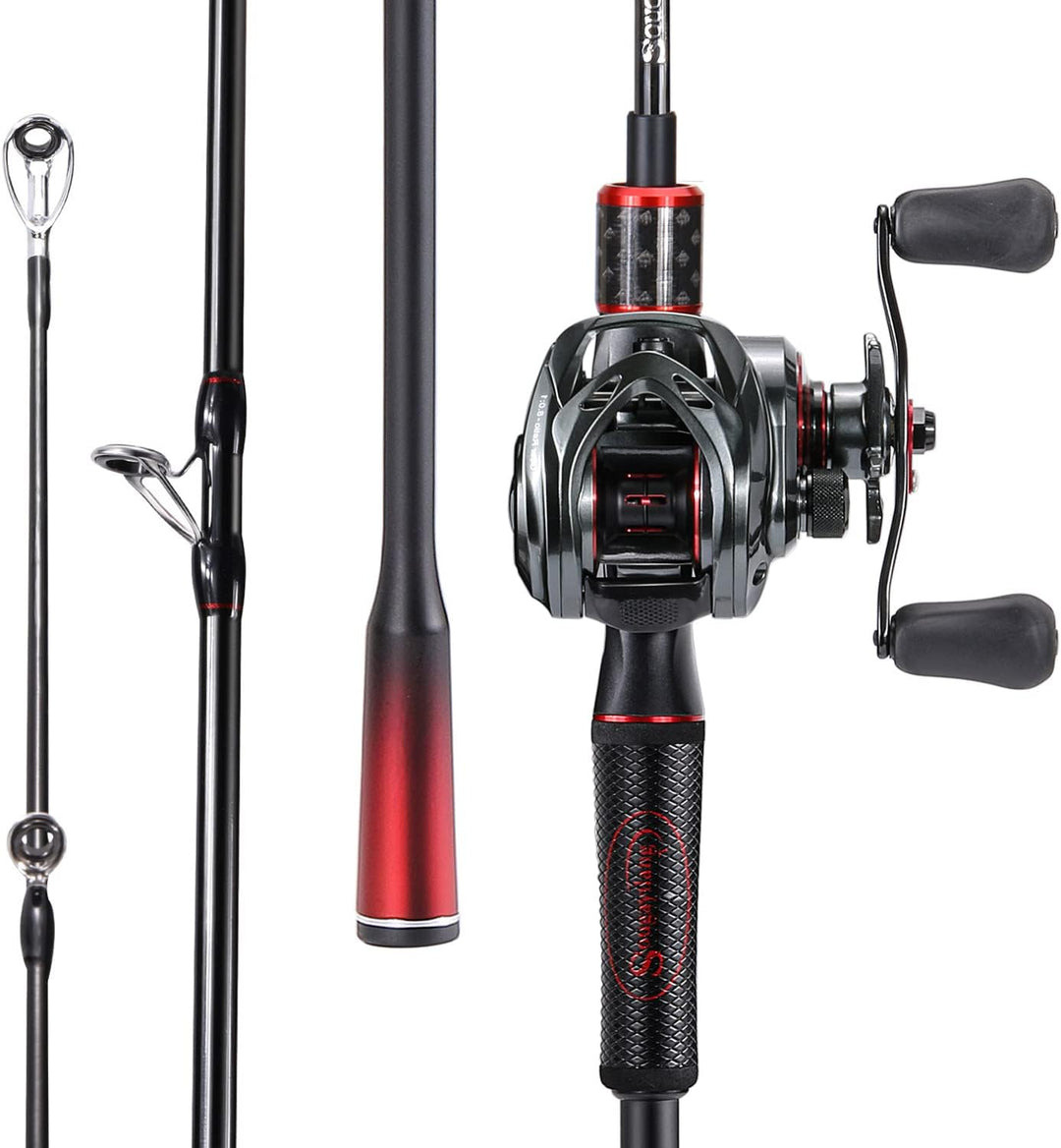 Sougayilang Angel-Kombination, mittelgross, 1,8 m, niedriges Profil, Angelrute und Köder, Gussrolle,