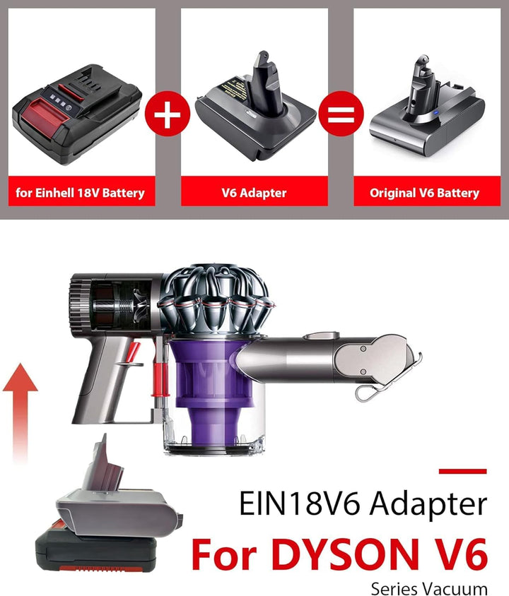 EIN18V6 Für Dyson V6 Batterie-Ersatzadapter für Einhell PXC 18V Akku Konverter für Dyson V6 SV03 SV0