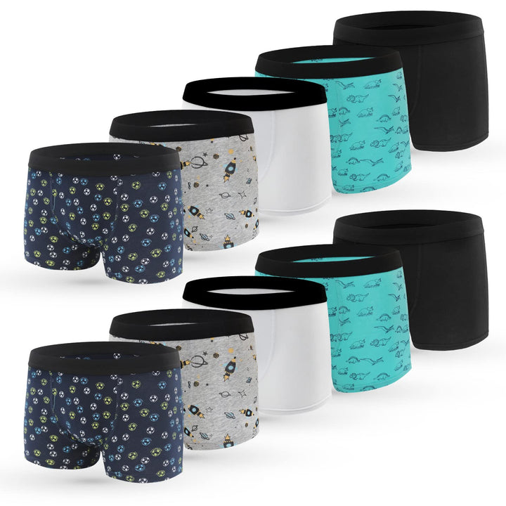 L&K-II Boxershorts Jungen Baumwolle Kinder Unterhosen 10er Pack 1604 158-164 Mehrfarbig 1, 170-176