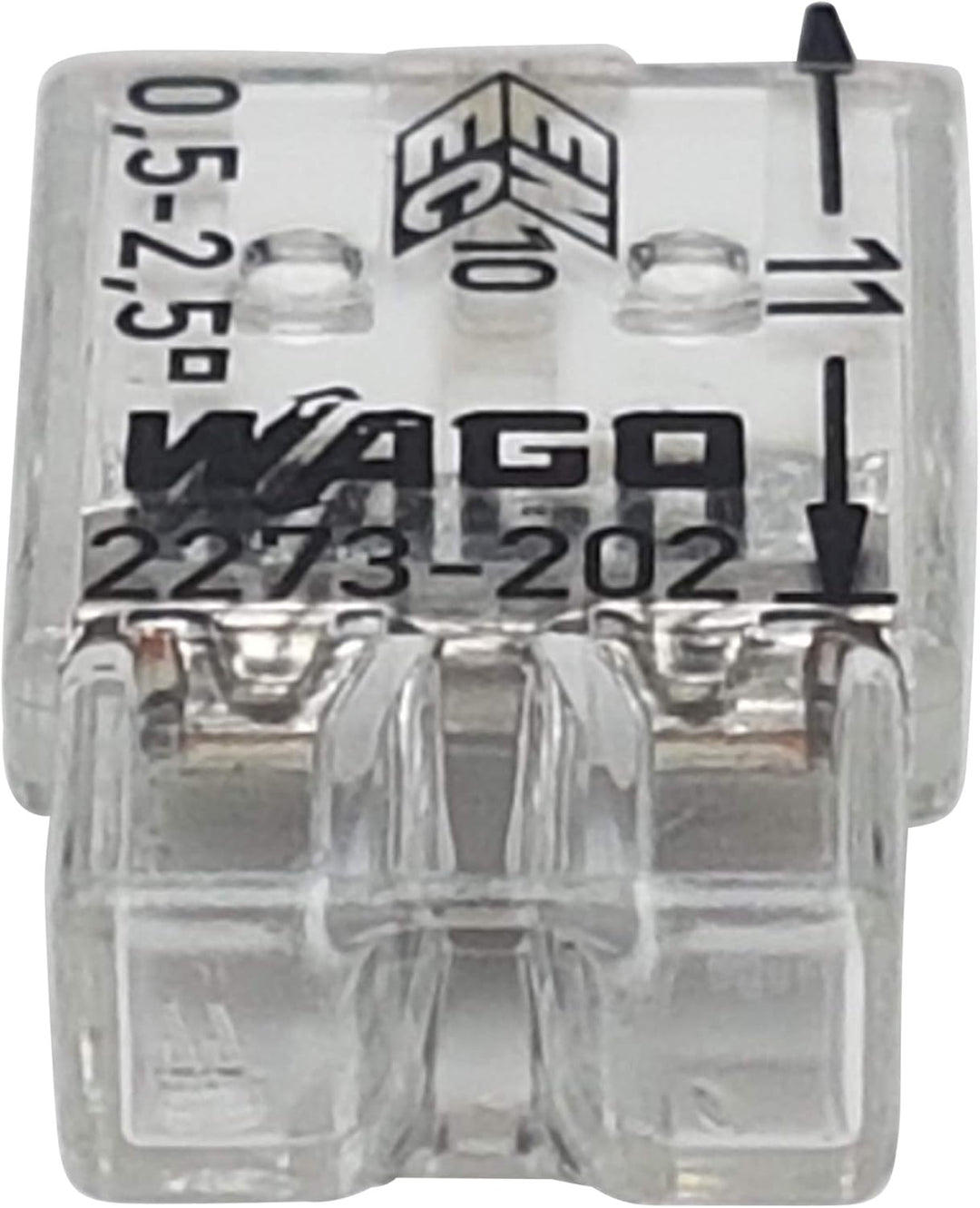 WAGO Wago 2273-202 Kompaktklemme, 0,5-2,5 mm, 2-polig, transparent, weiss, 100 Stück