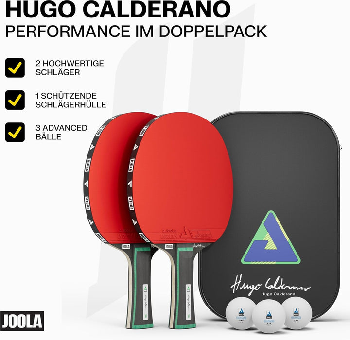 JOOLA Hugo Calderano Edge Tischtennis Set - 2 Tischtennisschläger + 3 Tischtennisbälle + Tischtennis