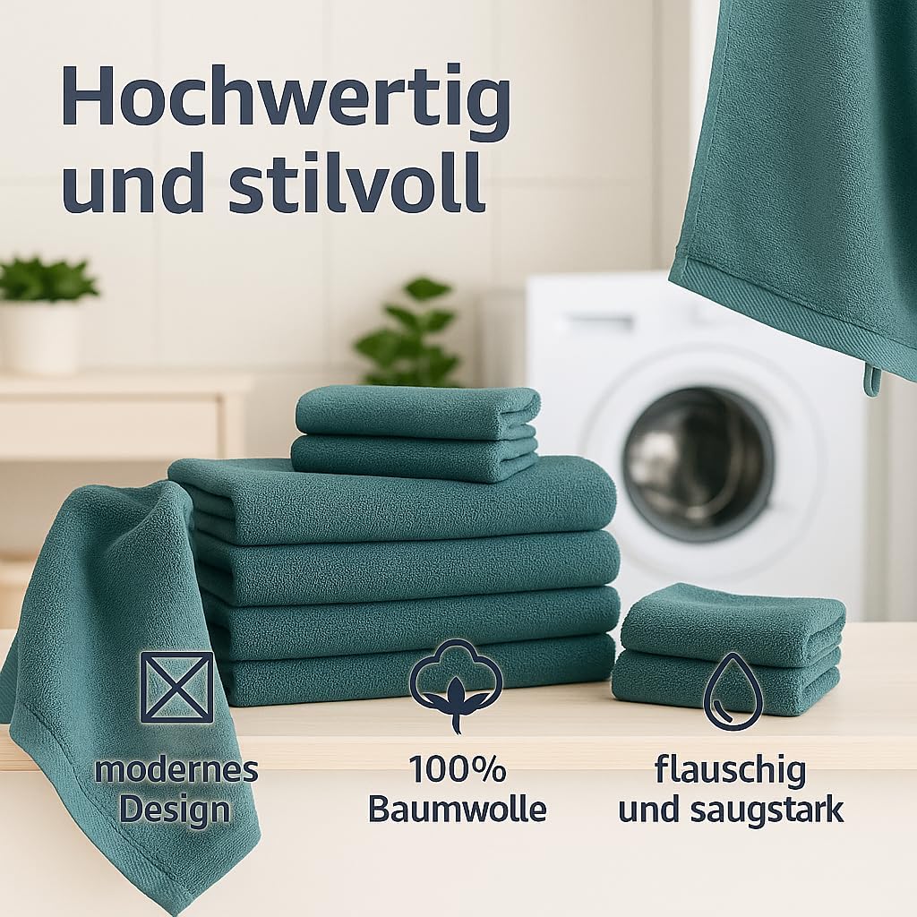 Betz 6er Pack Handtücher Set Handtuch Berlin Grösse 50 x 100 cm 100% Baumwolle Farbe tauben blau, Bl