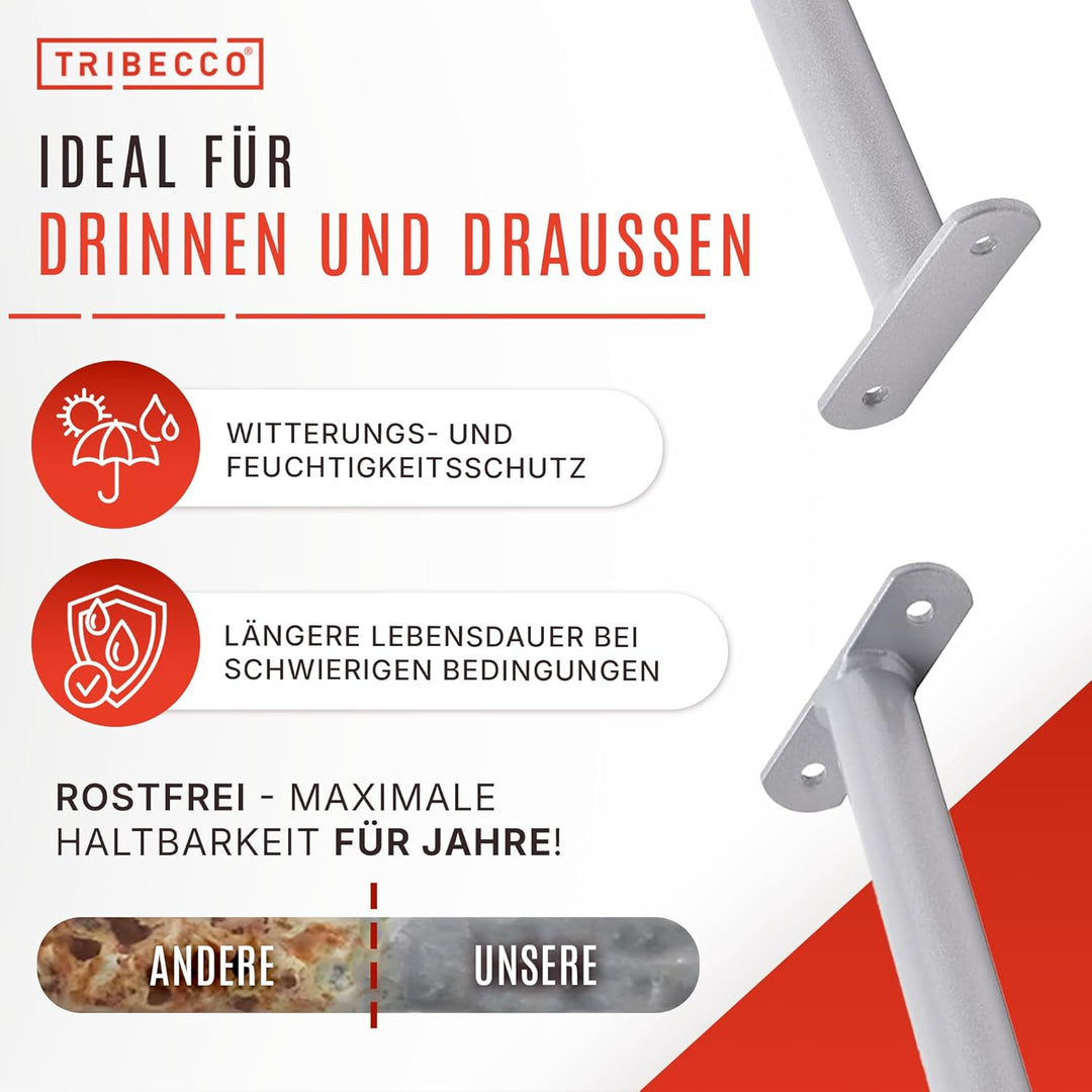 TRIBECCO® Reckstange Turnstange Gymnastikstange Metallstange 115 cm Grau, 115 cm Grau