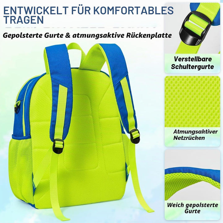 WAWSAM Schwimm Rucksack für Kinder mit Schuhfach und Trocken- und Nasstrennung Blau &amp; Grün, Blau &amp; G