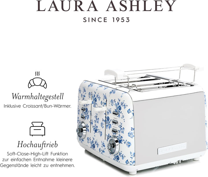 VQ Laura Ashley 4-Scheiben-Toaster Mit Einstellbaren Heiz-, Auftau- Und Aufwärmmodi - Edelstahl Vint