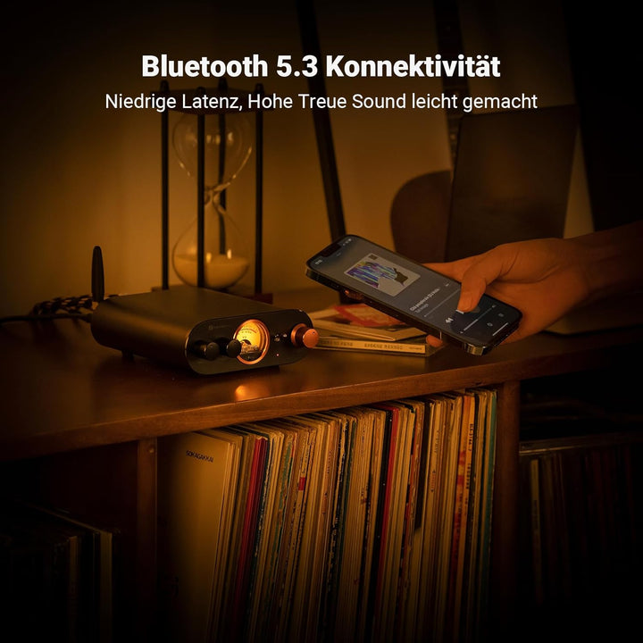 Fosi Audio MC101 Bluetooth 5.3 Hi-Fi Verstärker mit VU Meter, 100W x 2 Stereo Verstärker 2 Kanal mit