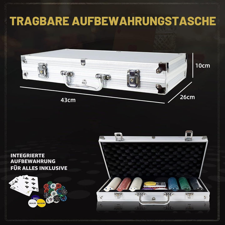 CCLIFE 360 PCS Pokerset Profi Pokerspiel inkl. Pokerkoffer Pokerdecks Dealer Button Poker Set Pokerc