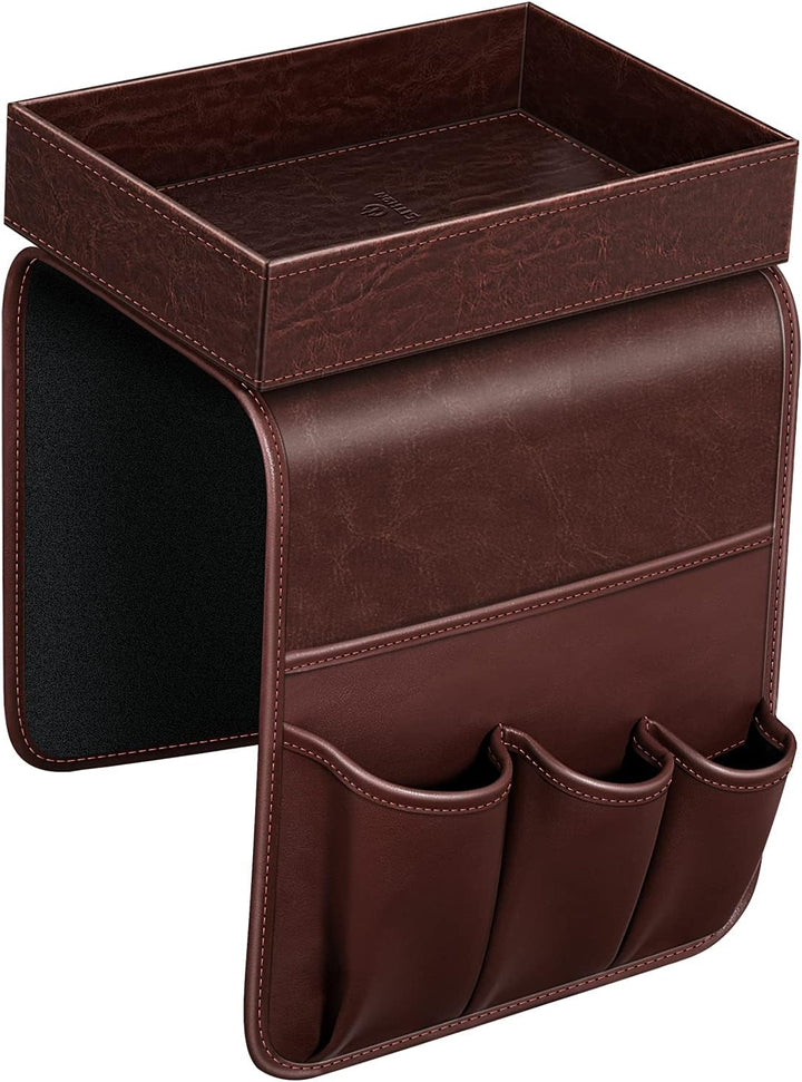 SITHON Sofa Armlehnen Organizer mit Ablage Tablett, [Rutschfest] Kunstleder Stuhl Couch Armlehne Org