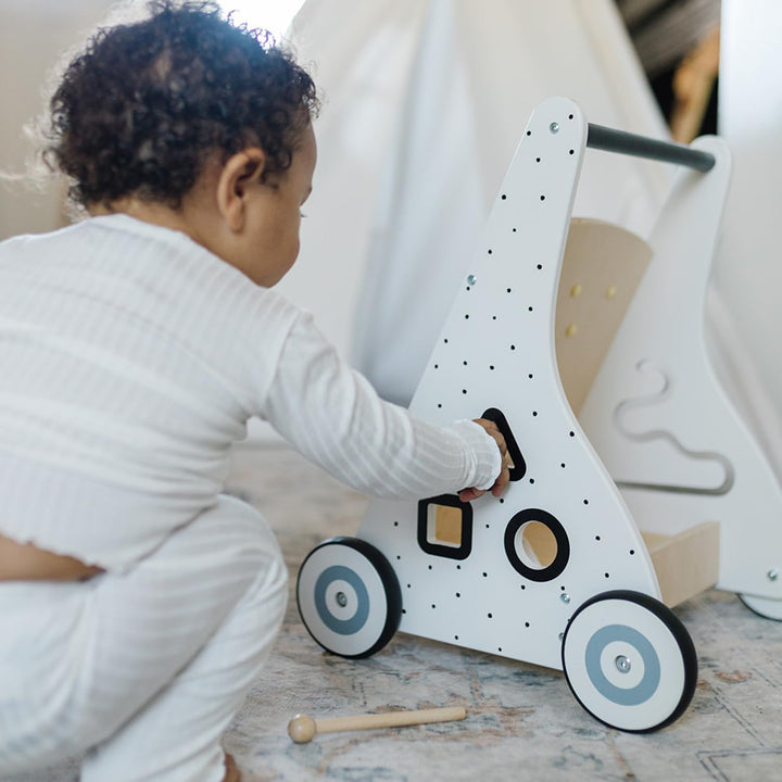Asweets Baby Lauflernwagen aus Holz, Baby Walker und Activity Center, Multifunktion Montessori Spiel