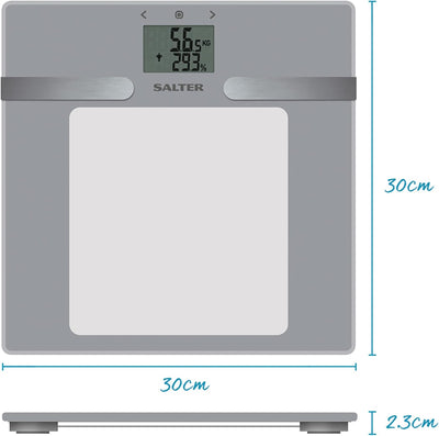 SALTER 9194 SV3R Körperanalysewaage aus Glas, digital personenwaage grossemLCD Display, max. 180 kg,