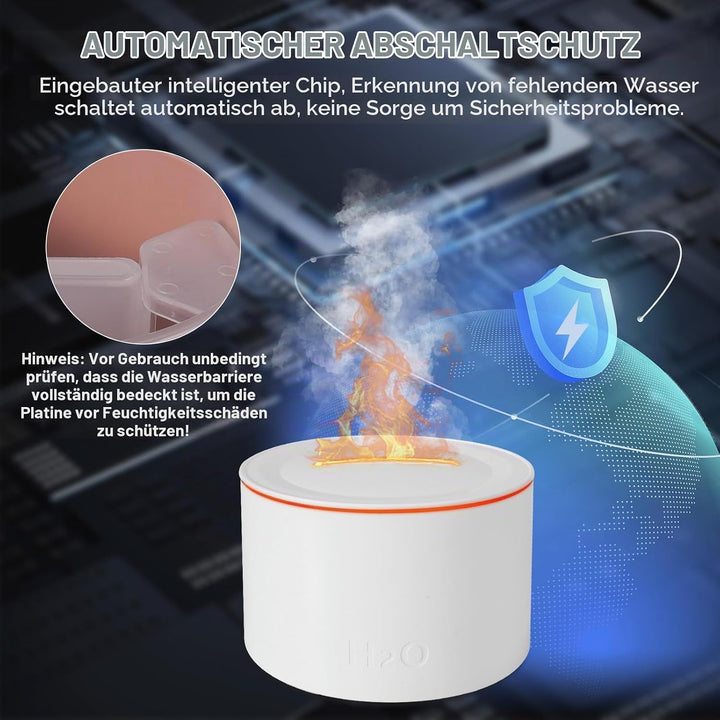 Vulkan Luftbefeuchter Flammen Aroma Diffusor: 160 ml Ultra-Leiser Kaltnebel-Diffusor mit 7 Flammenef