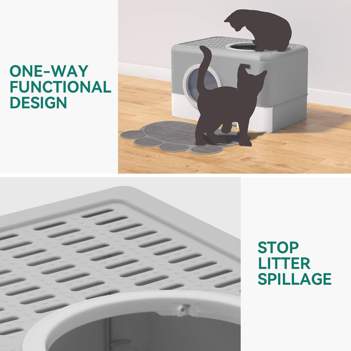 YITAHOME Katzenklo mit Deckel, Grosses Geruchloses Katzentoilette Hop In, mit Herausziehbarer Schubl