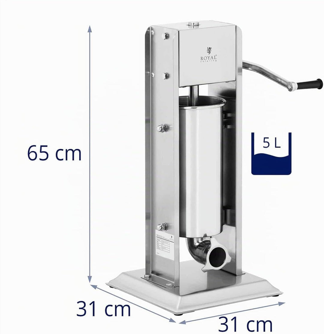 Royal Catering RCWV-5L Wurstfüller vertikal Wurstfüllmaschine Wurstspritze Wurstpresse Edelstahl 5 L