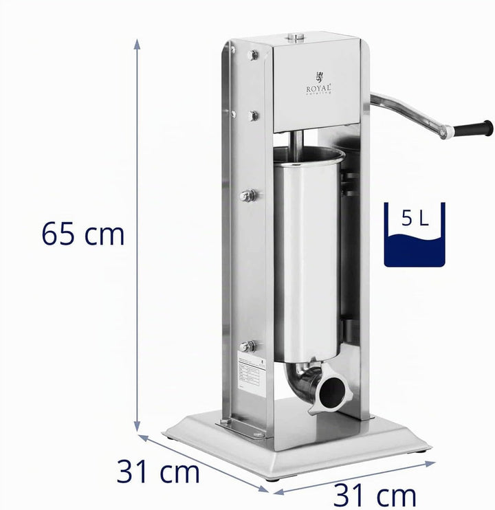 Royal Catering RCWV-5L Wurstfüller vertikal Wurstfüllmaschine Wurstspritze Wurstpresse Edelstahl 5 L