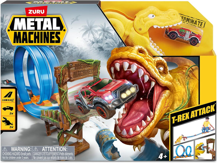 ZURU - Metal Machines – T-Rex – Doppelstrecke mit Mini-Rennwagen – Spiel Auto Kinder – 6702