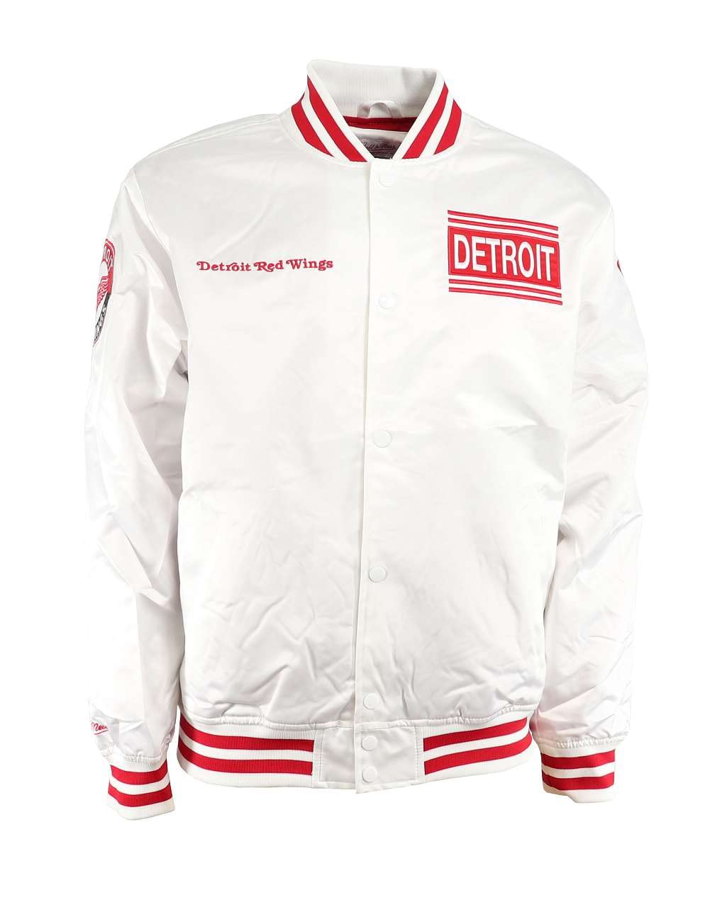Mitchell & Ness NBA Hometown LW Satin Jacket, White M #2-Red-Wings-White-31093, M #2-Red-Wings-White