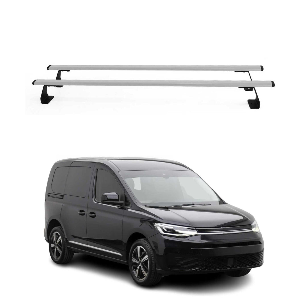 OMAC Heavy Duty Dachträger Querträger kompatibel mit VW Caddy IV 2020-2026 – 2 Stangen – Stahl Silbe