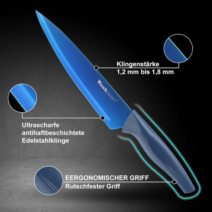 Wanbasion Küchenmesser Set Scharf, Küchenmesser Set Spülmaschinenfest, Messerset Küche Stahl Edelsta