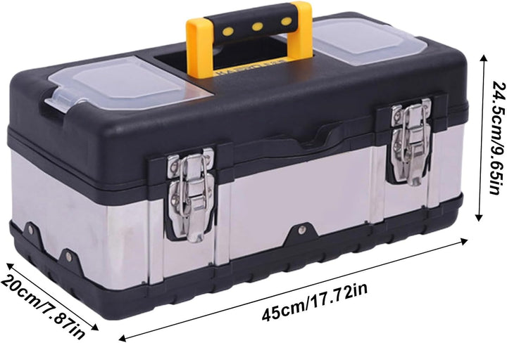Werkzeugkoffer 19 Zoll, Werkzeug-Organizer Edelstahl Werkzeugbox Robuste Aufbewahrungsbox Kleinteile
