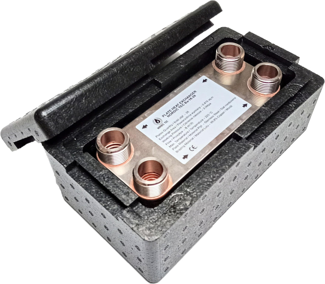 Edelstahl Plattenwärmetauscher Nordic Tec Ba-16-26 mit Isolierung Plattenwärmeübertrager Wärmetausch