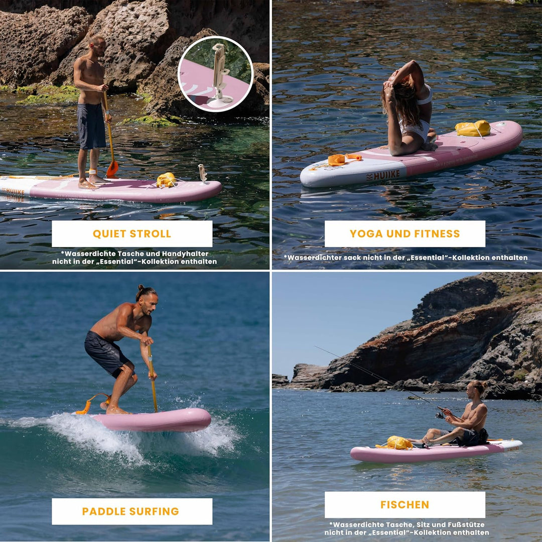 HUIIKE Stand Up Paddling Board mit Zubehör, Paddel, Finnen, Leash, Pumpe, Rucksack. SUP-Board Aufbla