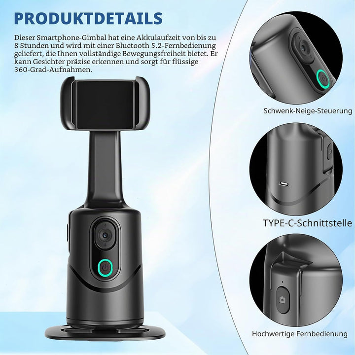 360° Auto Face Tracking Gimbal, 360° Drehung Verfolgung Stativ, Gesichtserkennendes Stativ Mit Dual