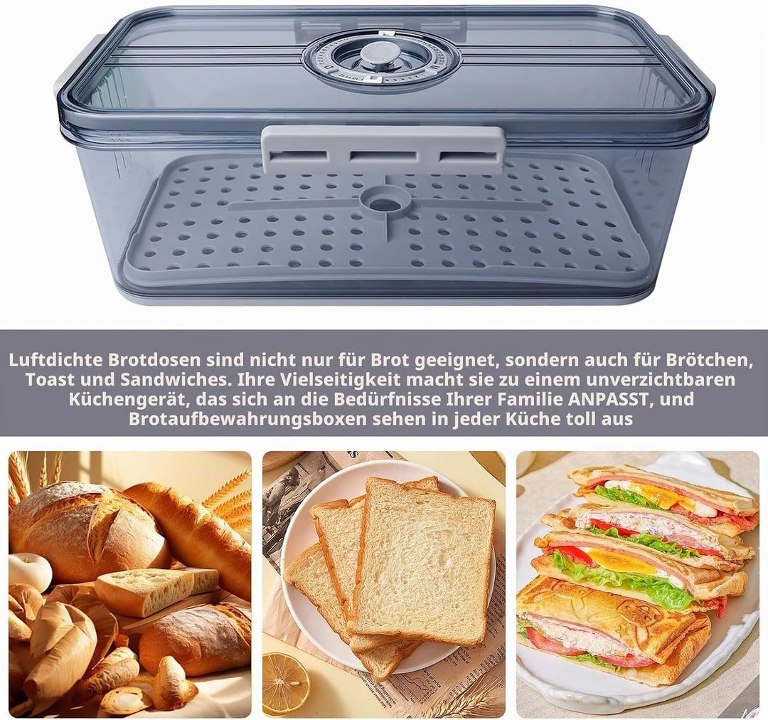 BAIFULAI Brotkasten Brotbox, Brot Aufbewahrungsbox, lebensmittelechtes PET-Material, Timing, Rutschf
