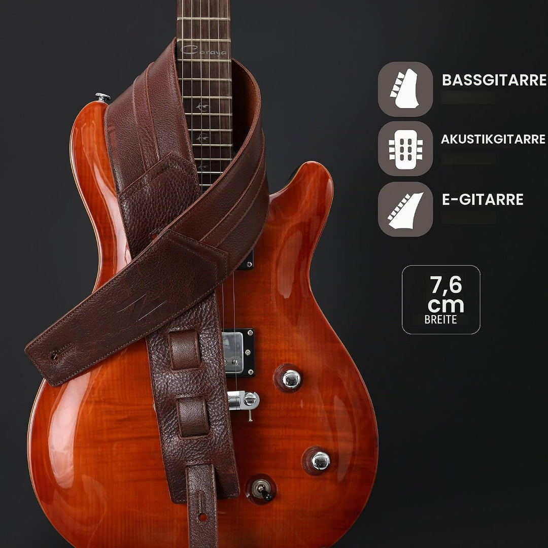 Nefelibata 3" Gitarrengurt, weiches italienisches Vollrindsleder, mit Schaumstoffpolsterung und Kabe