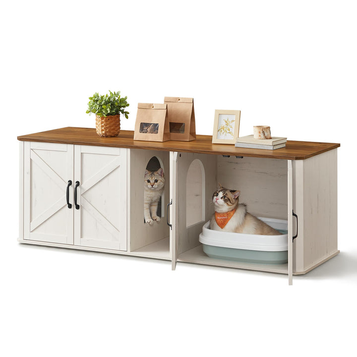 Feandrea Katzenklo-Schrank, Moderne Katzentoilette, Katzenhaus, Vordereingang, Beistelltisch, TV-Sch