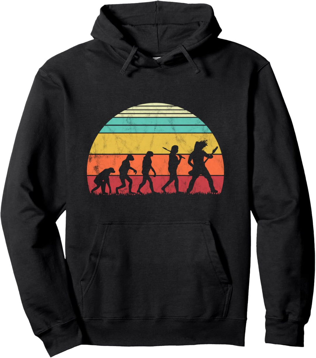 Gitarre Retro Vintage Gitarrist Evolution Musiker Pullover Hoodie