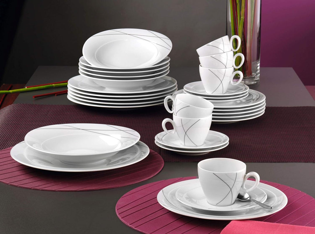 Seltmann Weiden 001.706904 Kombiservice 30-teilig Trio Highline, 36.5 x 31.2 x 36.9 cm, Weiss, 36.5