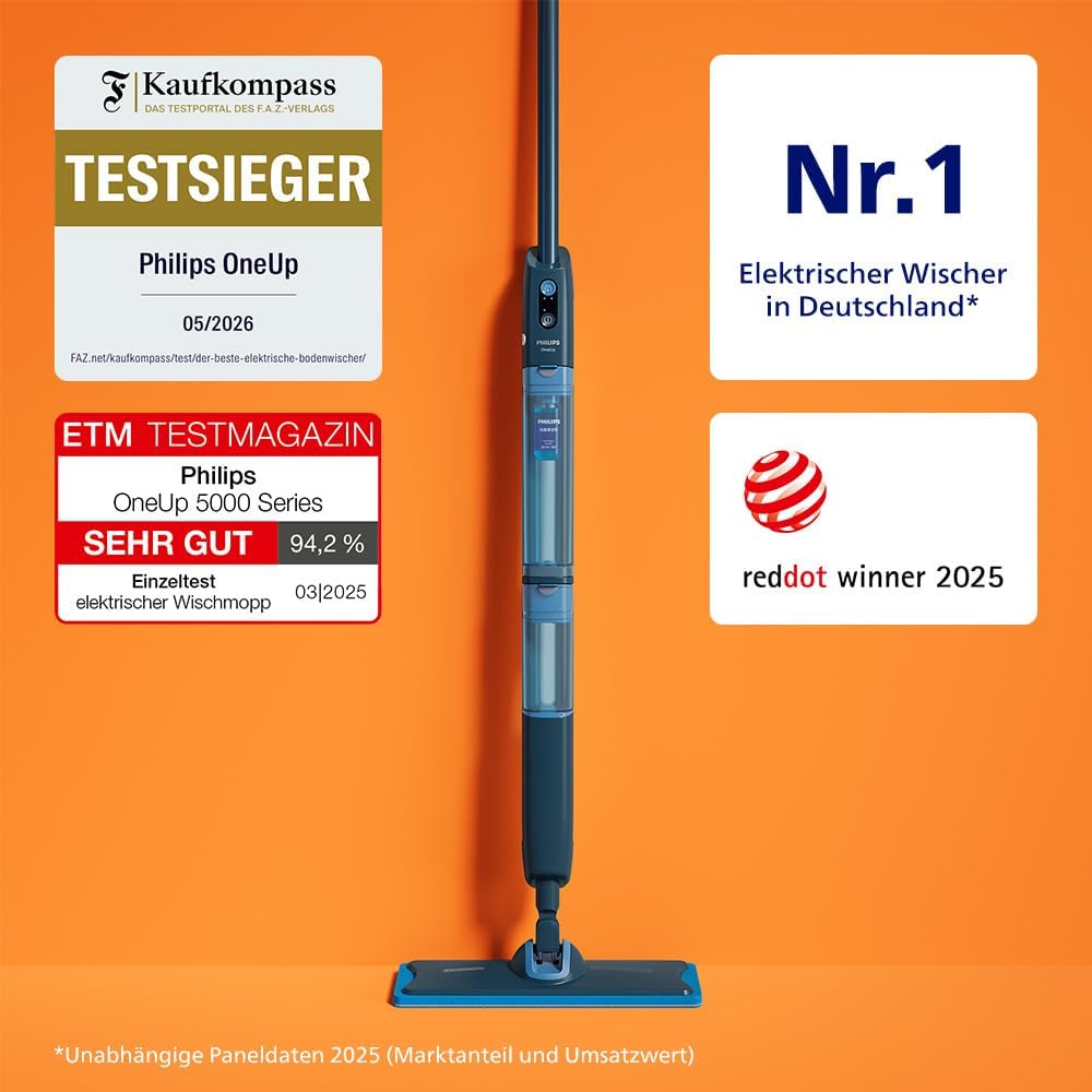 Philips OneUp 5000 Serie Elektrischer Wischmopp - 2X sauberere Böden², 2X schnelleres Wischen, 2 Feu