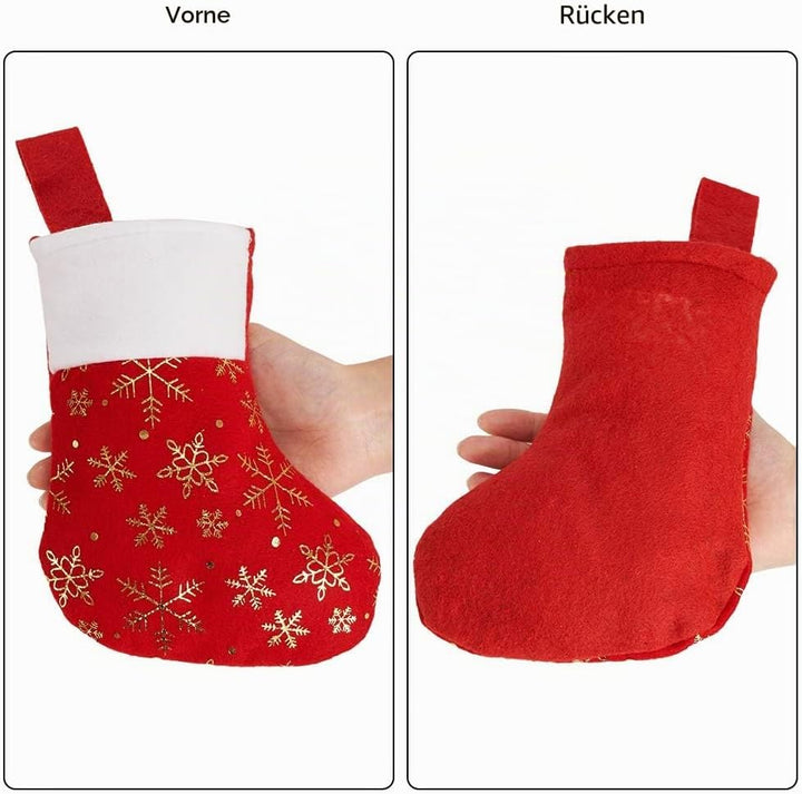 CCINEE Weihnachtsstrümpfe, Weihnachtsstrümpfe, Schneeflocken, Weihnachtsstrumpf, rotes Flanell, Kuns