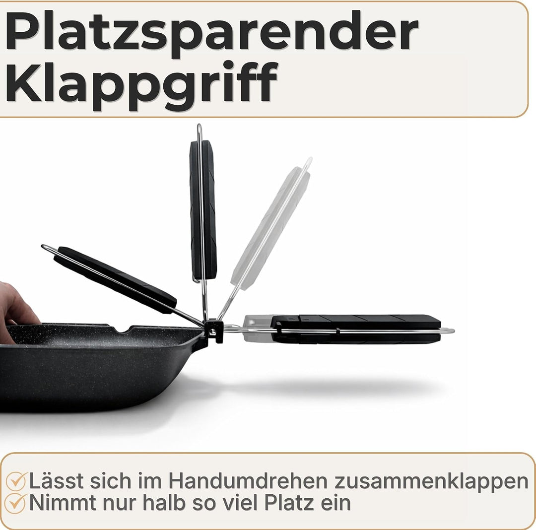 NAMAI - Grillpfanne Induktion 24 CM x 24 CM, Antihaftbeschichtung, Aluminiumdruckguss, Spülmaschinen