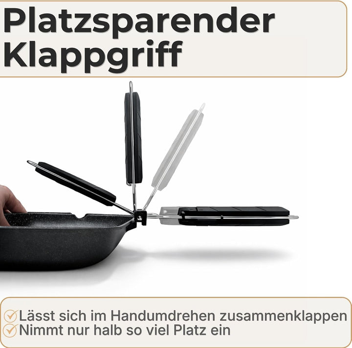 NAMAI - Grillpfanne Induktion 24 CM x 24 CM, Antihaftbeschichtung, Aluminiumdruckguss, Spülmaschinen
