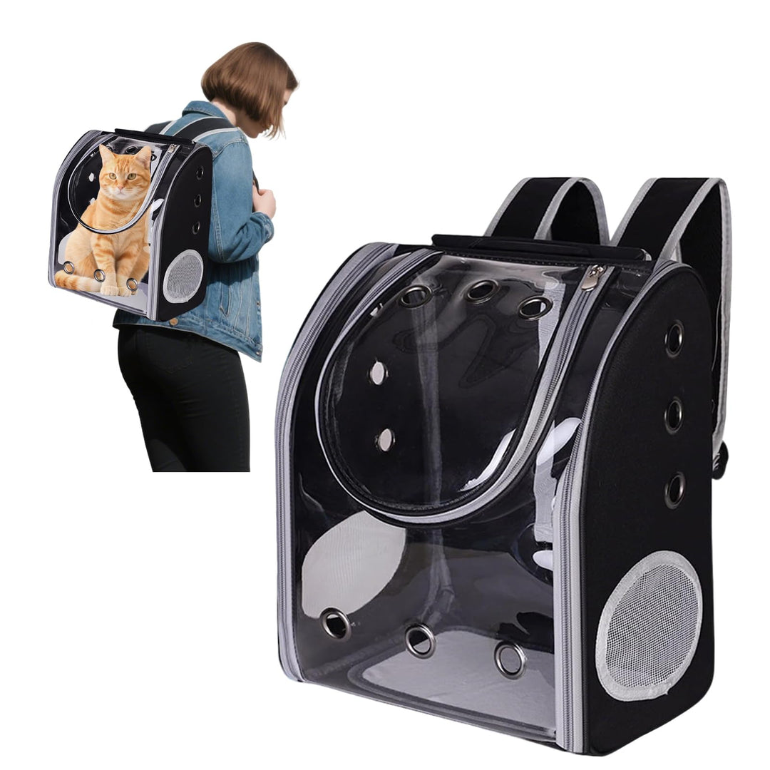 PETCUTE Hunderucksack,Atmungsaktive Transparente Katzenrucksack,Transporttasche Haustier Rucksack mi