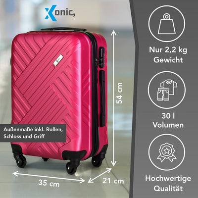 Xonic Design Boardcase Reisekoffer - Hartschalen-Koffer mit 360° Leichtlauf-Rollen - hochwertiger Ka