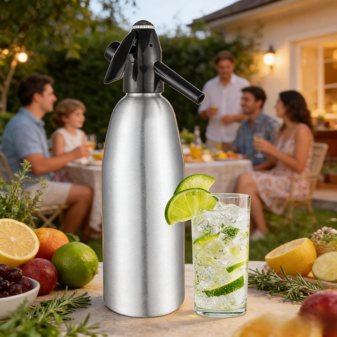 Vintage Design Soda Siphon 1L - Erstellen Sie in Sekunden Sprudelwasser für Cocktails &amp; Gesunde Getr