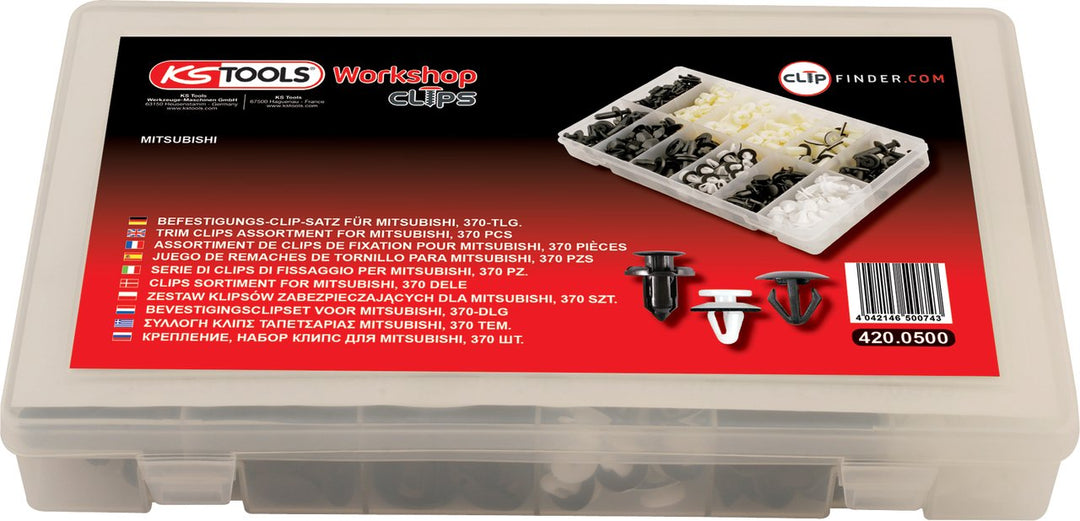 KS Tools 420.0500 Befestigungs-Clip-Satz für Mitsubishi, 370-tlg.