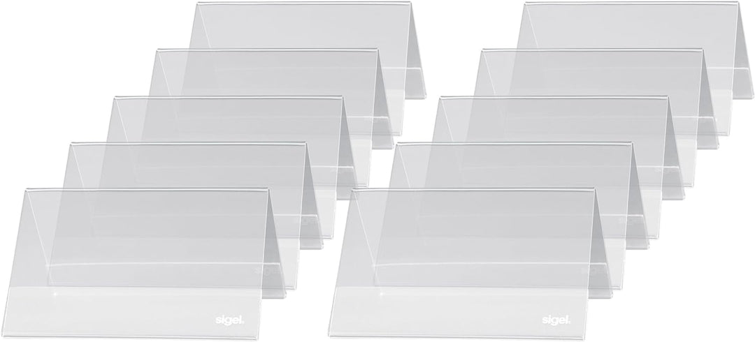 SIGEL TA136 Tischaufsteller Dachform 10er Pack für 10 x 6 cm - weitere Grössen & DP047 bedruckbare T
