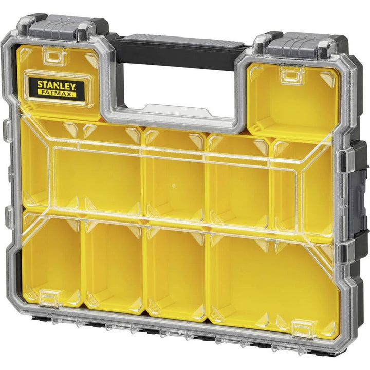 Stanley FatMax Werkzeug-Profi-Organizer (44.6 x 7.4 x 35.7 cm, flache Fächer, mit Klappdeckel und Ku