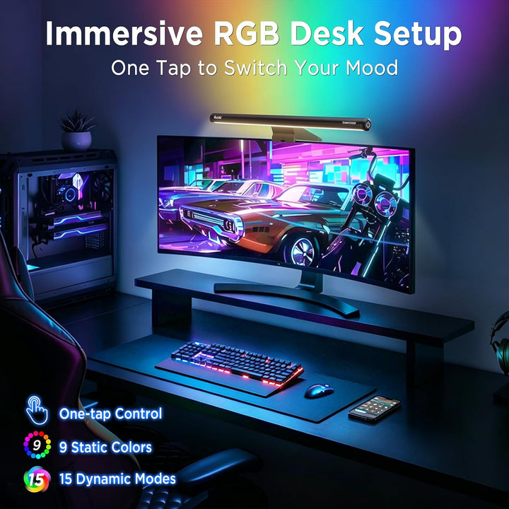 Quntis Computer Monitor Lampe mit Gaming Deko RGB Hintergrundbeleuchtung, Monitor Light Bar mit Touc