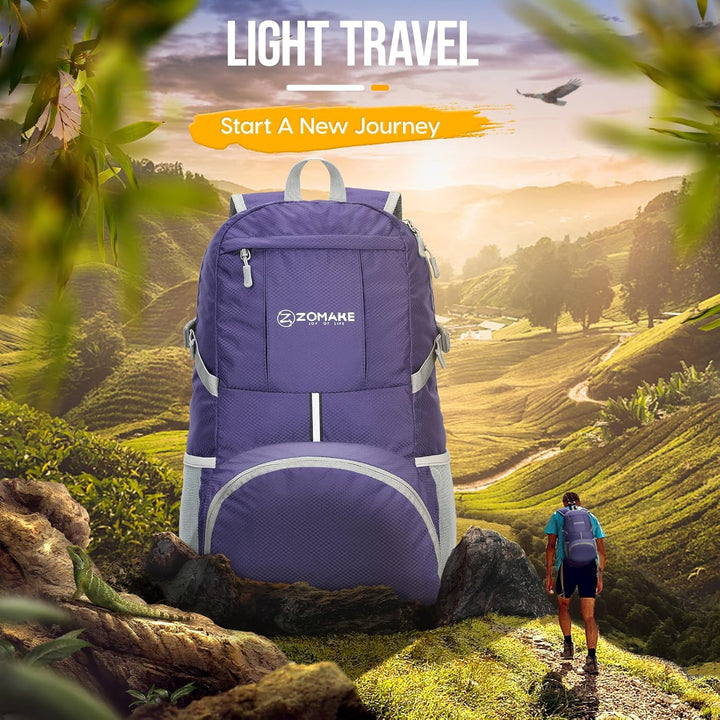 ZOMAKE 35 L Leicht Faltbarer Rucksack Packbare Backpacks, Kleiner Rucksäcke Wanderrucksack Wasserdic