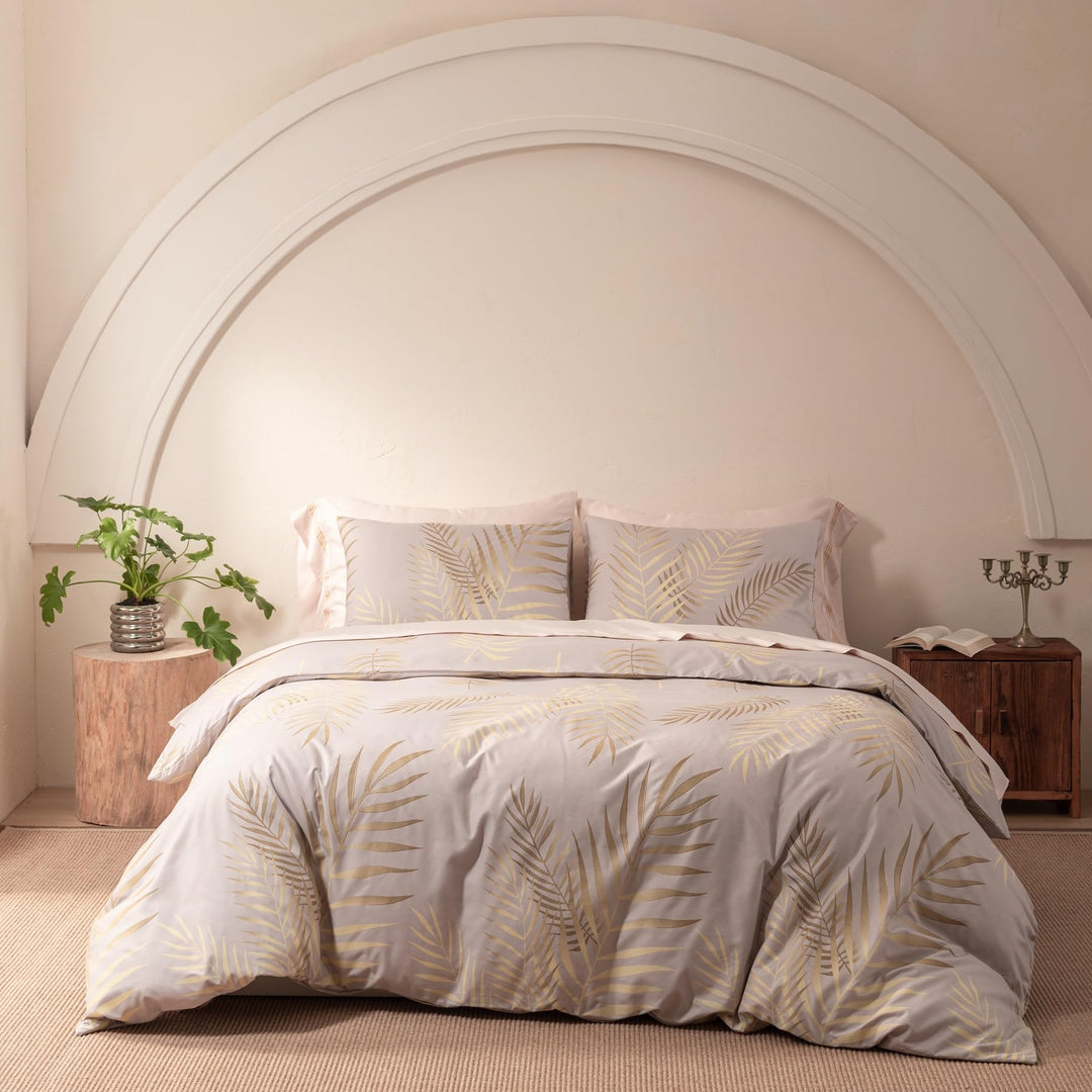 YASMENG Bettwäsche 135x200 Gold Beige Blätter Bettwäsche Gold Blätter Motiv Modern Aesthetic Bettbez