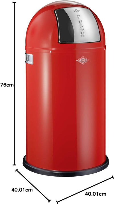 Wesco 175 831 Pushboy Abfallsammler 50 Liter rot, 40 x 40 x, Rot