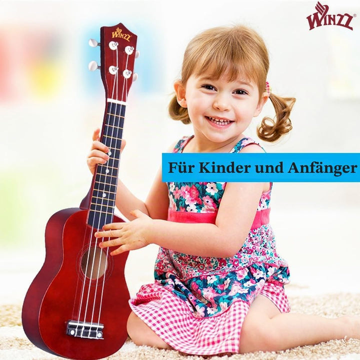 Winzz Sopran Ukulele Starter Kit für Anfänger mit Tasche, Clip-On Tuner, Zusätzlichen Saiten, Gurt,