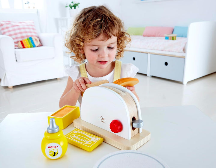 Hape Pop-up-Toaster-Set| Küchen-Fantasiespiel mit Frühstückszubehör für Kinder von Hape, Weiss Singl