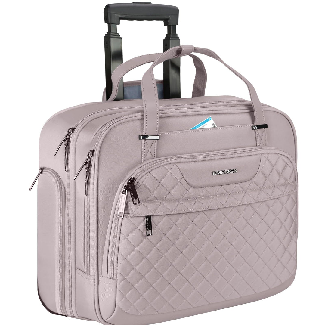 EMPSIGN Trolley Business Rolling Laptop mit Rädern, Rolling Laptoptasche für Frauen passt bis zu 15.