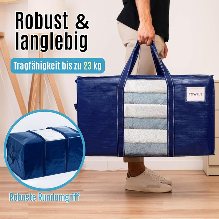 VENO Extra Grosse Umzugstasche, Aufbewahrungstaschen mit Reissverschluss,Aufbewahrungsbox mit Deckel